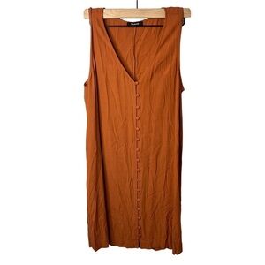 Madewell Heather Button Front Tank Dress Burnt Orange Size Large Shift Dress